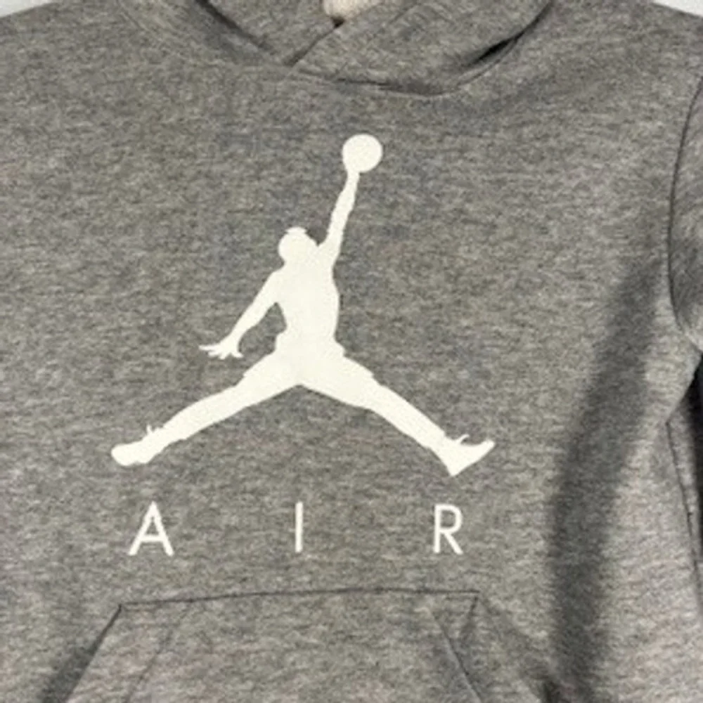 Nike Air Jordan Kids Gray & White Sporty Hooded Sweatshirt Boys Size Small‎